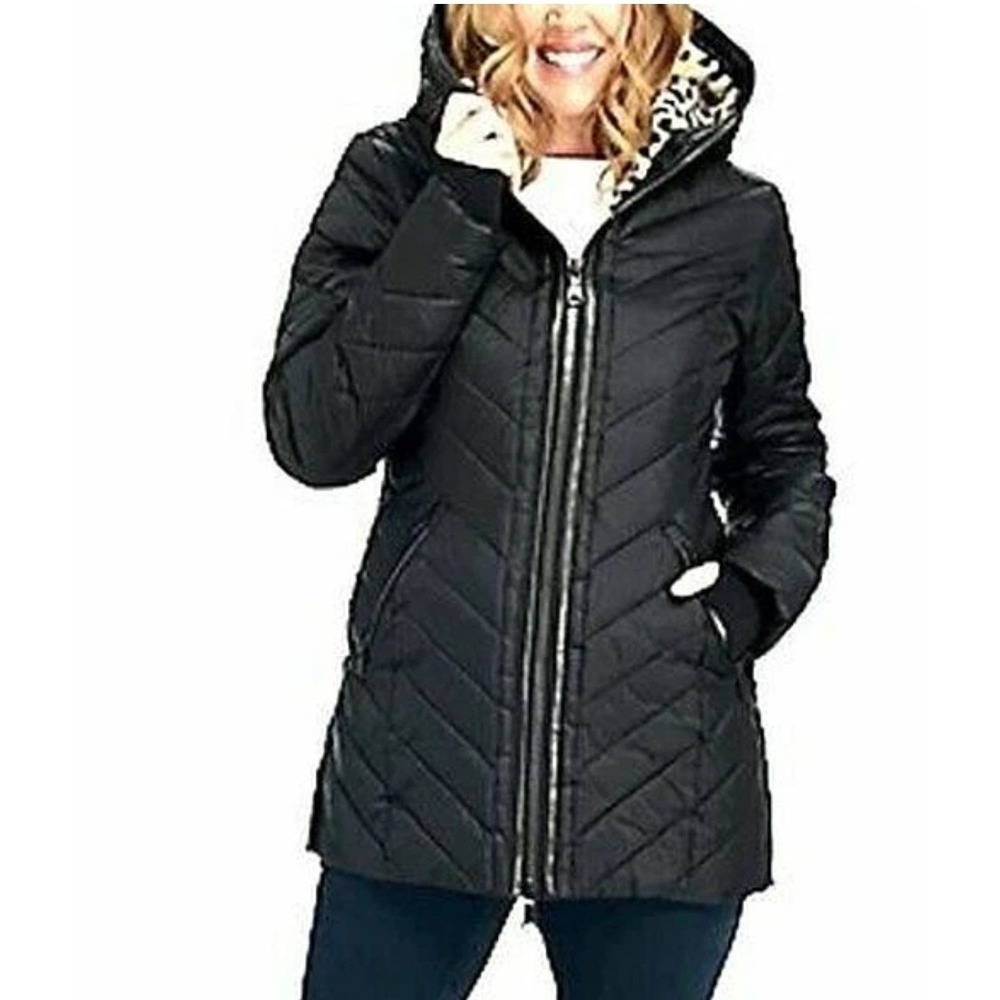 Pajar Canada Women's Cypress 2X Black Quilted Puffer Jacket Faux Fur Lined Hood